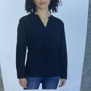 REV Women's XXL Blouse Black Long Sleeve Polyester Blend H0135
